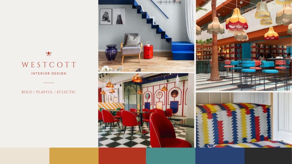Colorful branding and photography applied to interior design logo